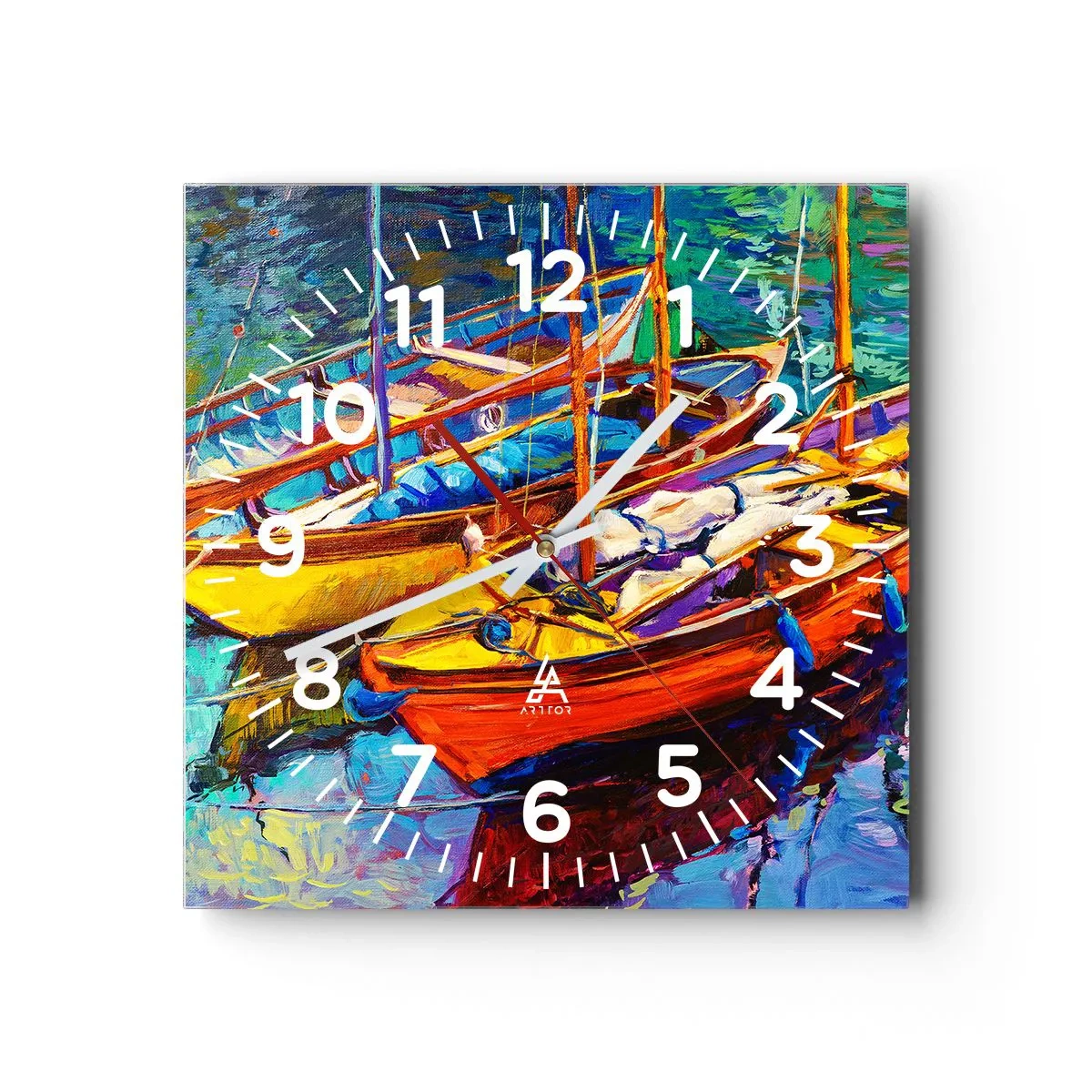 Nástěnné hodiny - Na vodě husté od barev - 30x30 cm