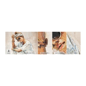 Vzor Fototapety Samolepicí Deluxe Sticker - Portrét v plném slunci - Portrét, Boho, Olej - 100x30 cm
