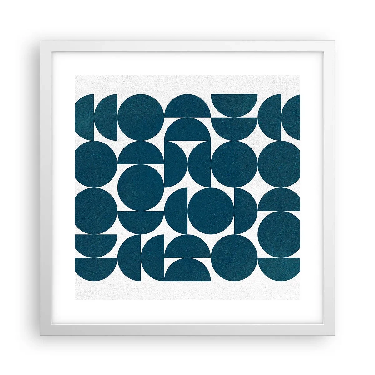 Plakát v bílém rámu - Kruhy a půlkruhy - 40x40 cm