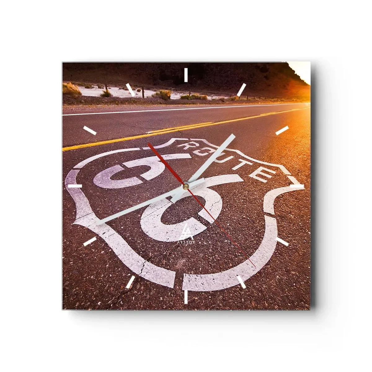 Nástěnné hodiny - Slavná silnice 66 - 40x40 cm