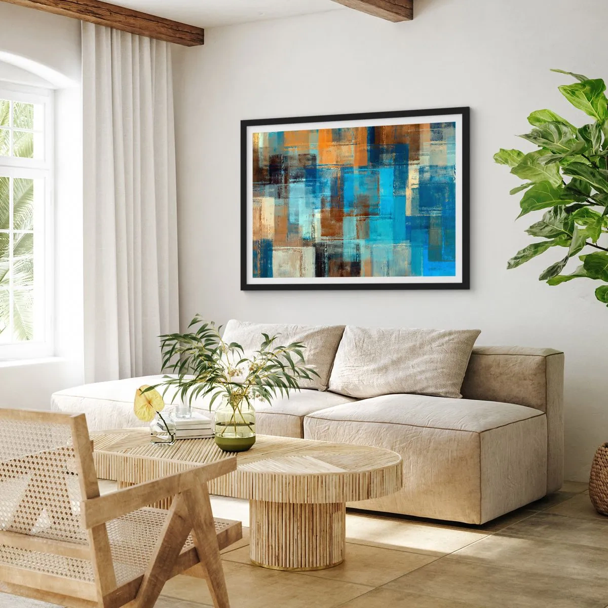Plakát v černém rámu - Přes modrý závoj - 50x40 cm