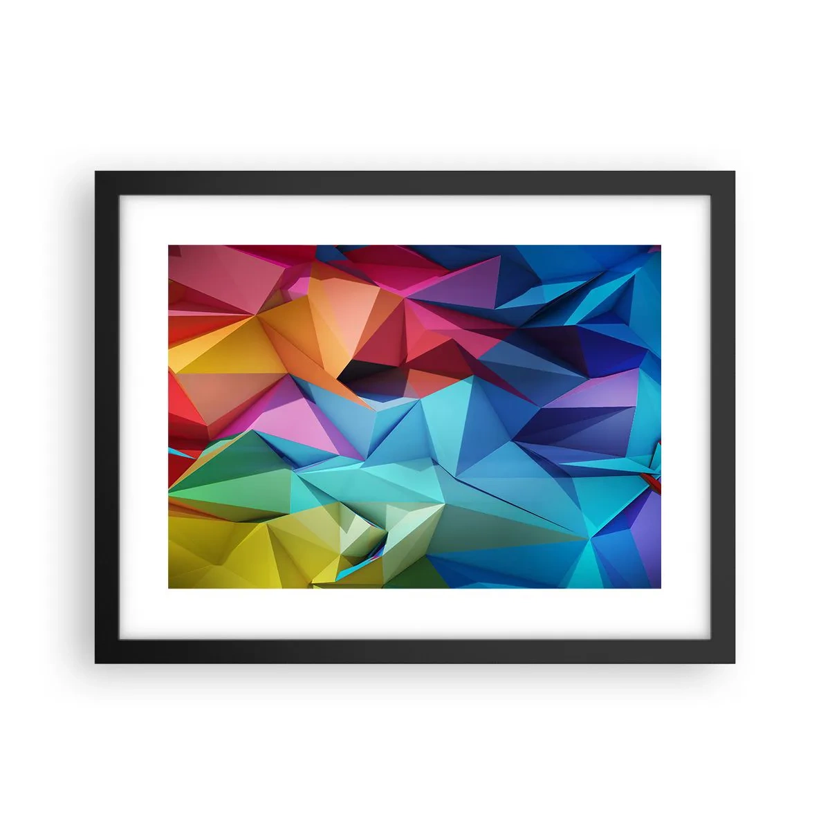 Plakát v černém rámu - Duhové origami - 40x30 cm
