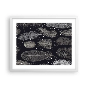 Plakát v bílém rámu - Krajka s peřím - 50x40 cm