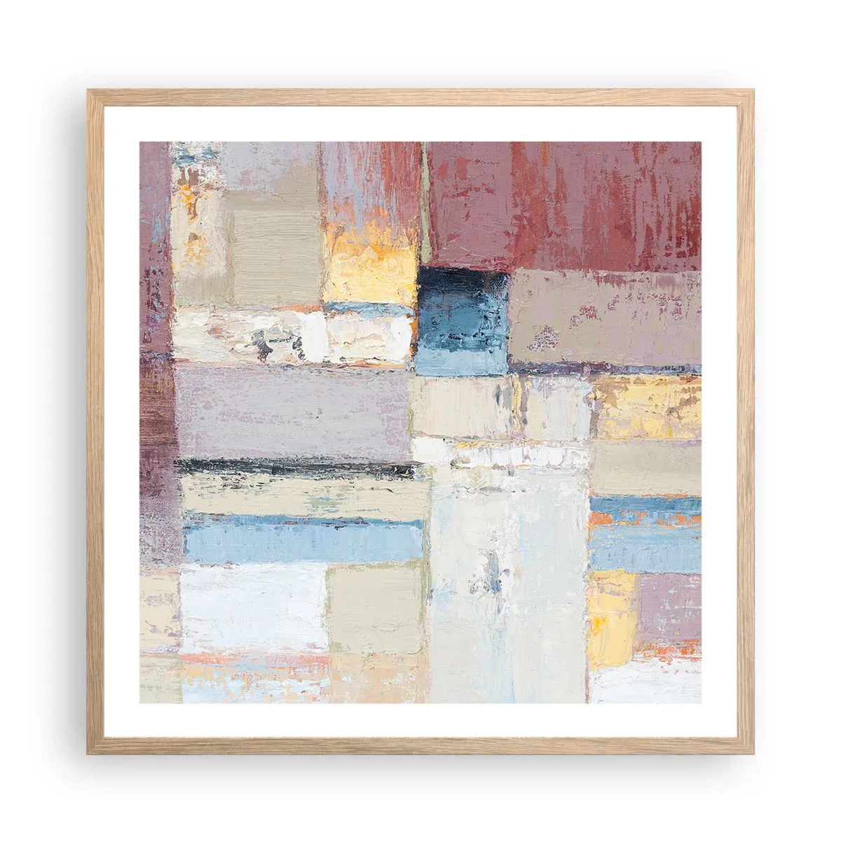 Plakát v rámu světlý dub - Klid geometrie - 60x60 cm