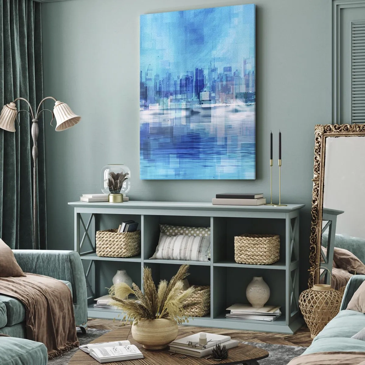 Obraz na plátně - Utopené v modři - 55x100 cm