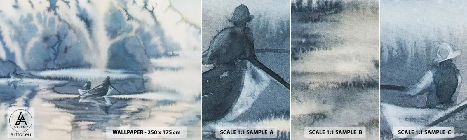 Vzor Fototapety Samolepicí Deluxe Sticker - Rybáři ve svém ráji - Abstrakce, jezero, Rybolov - 100x30 cm