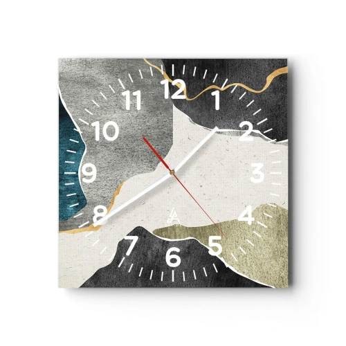 Nástěnné hodiny - Mozaiková kompozice se zlatou nití - 40x40 cm