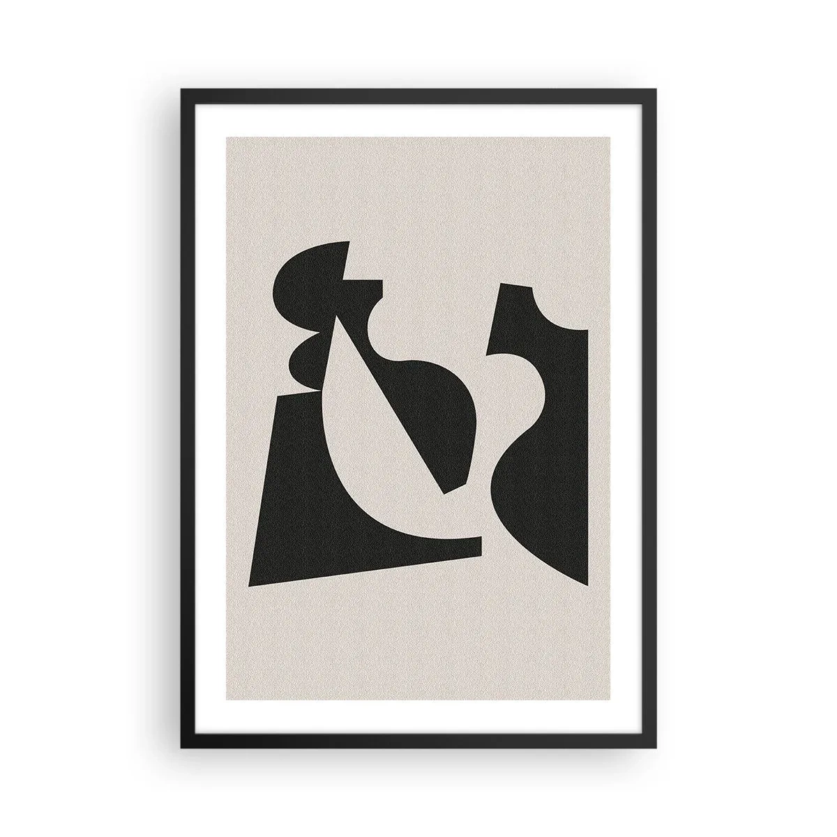 Plakát v černém rámu - Abstraktní geometrické kompozice v černé a béžové barvě - 50x70cm - K samostatnému ukládání - Moderní nástěnná dekorace do obývacího pokoje a ložnice ARTTOR