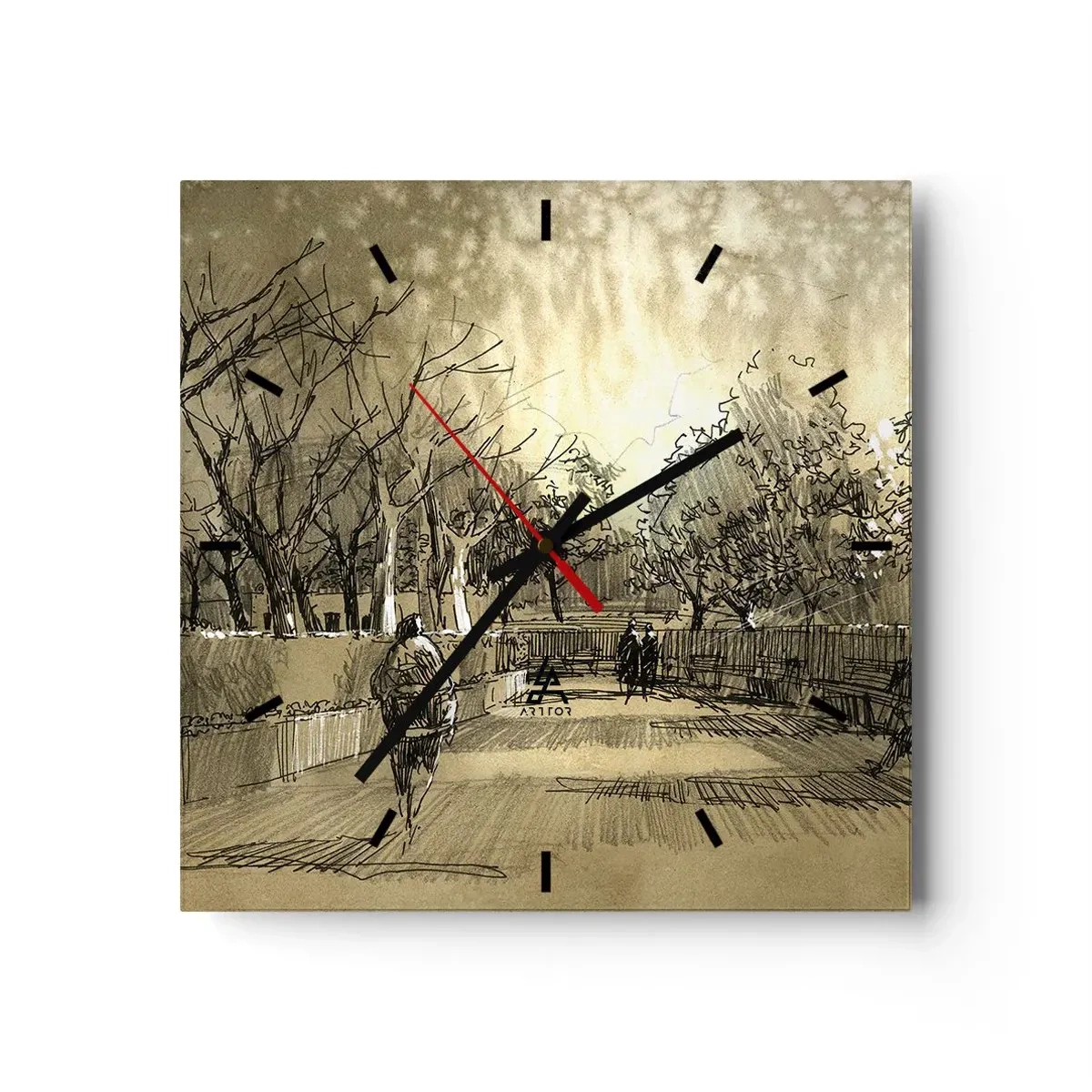 Nástěnné hodiny - Pírkem zastavený okamžik - 40x40 cm