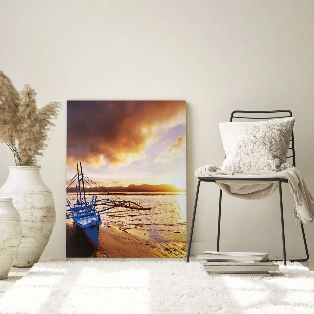 Obraz na skle - Po celém dni se natáhnout na písku - 50x70 cm
