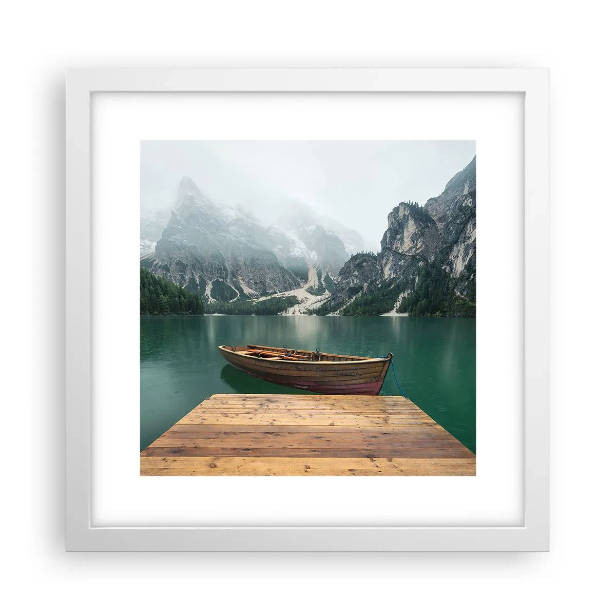 Plakát v bílém rámu - „Hrdé skály vepředu“ - 30x30 cm
