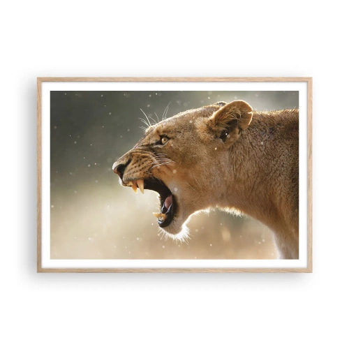 Plakát v rámu světlý dub - Snaž se neposlouchat - 100x70 cm