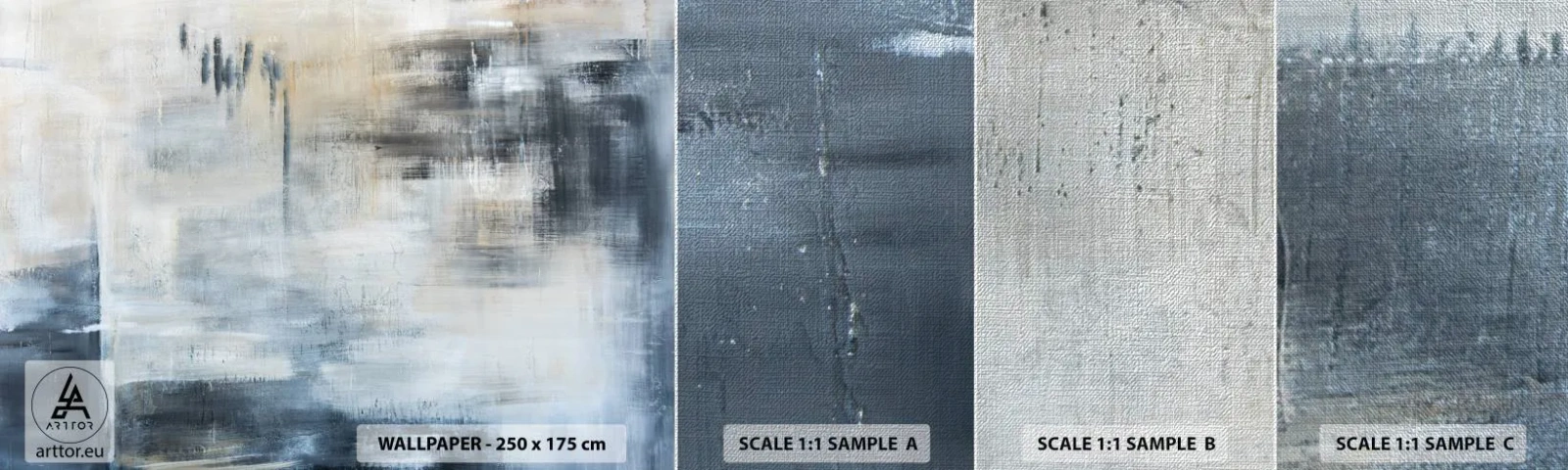 Vzor Fototapety Premium Canvas - Za závojem modré - Kus, Abstrakce, Průmyslový - 100x30 cm