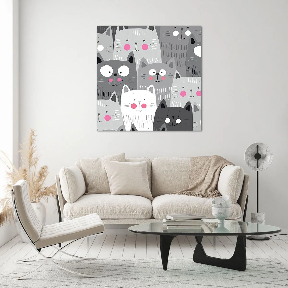 Obraz na skle - Kočičí svět - 50x50 cm