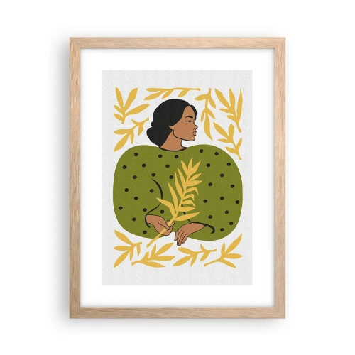 Plakát v rámu světlý dub - Havajská dívka - 30x40 cm