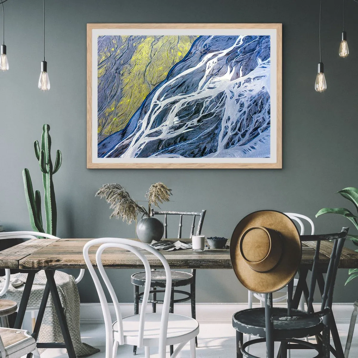 Plakát v rámu světlý dub - Jeskynní malby přírody - 91x61 cm