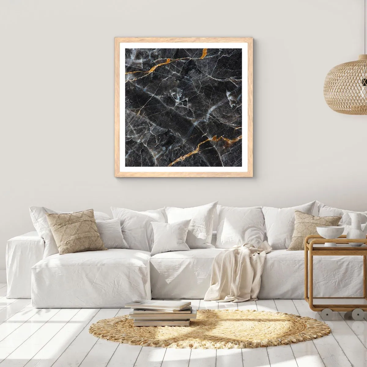 Plakát v rámu světlý dub - Vnitřní život kamene - 60x60 cm