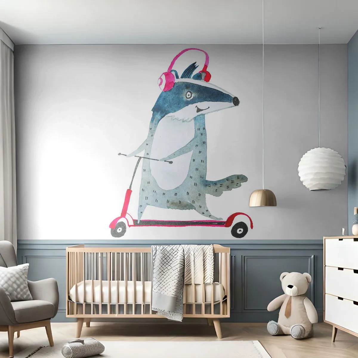 Fototapeta Premium Canvas - Jezevčí radosti - Dětské, Koloběžka, Zvíře - 500x350 cm