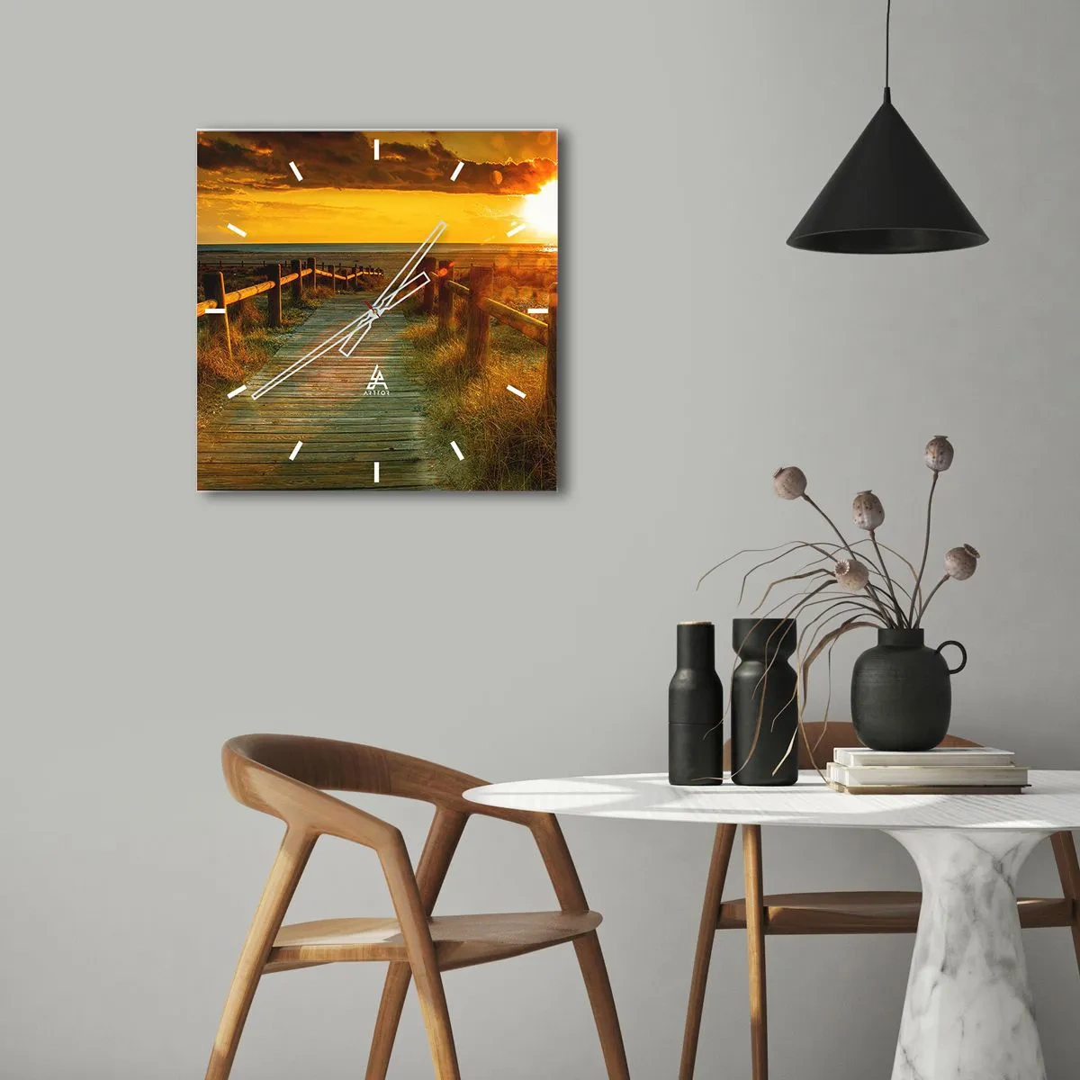 Nástěnné hodiny - Vykoupané ve starém zlatě - 40x40 cm