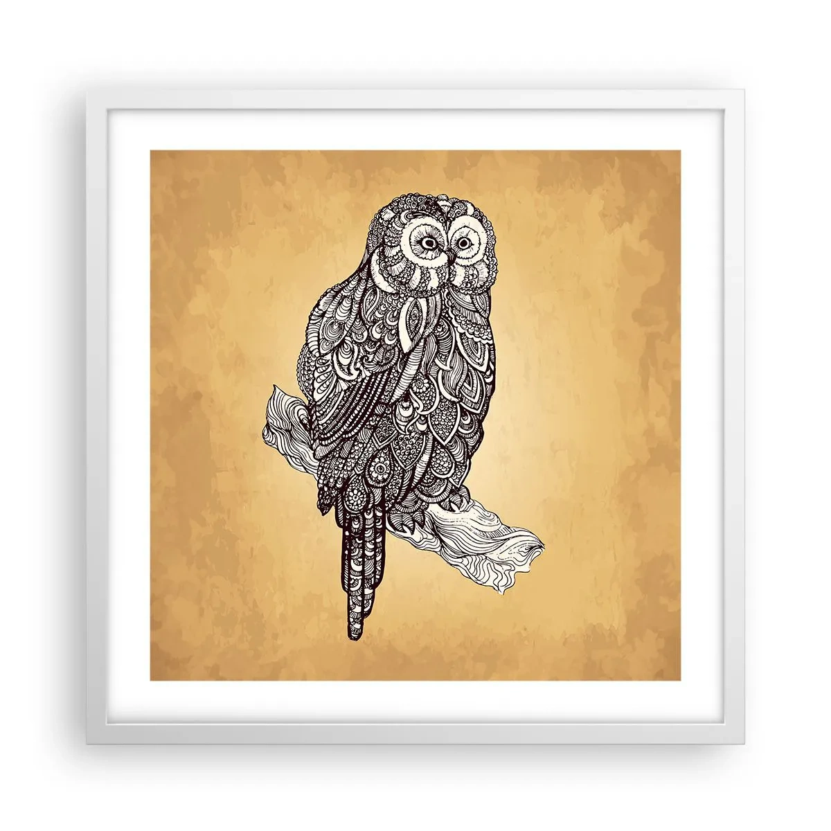 Plakát v bílém rámu - Mistrovské ornamenty moudrosti - 50x50 cm