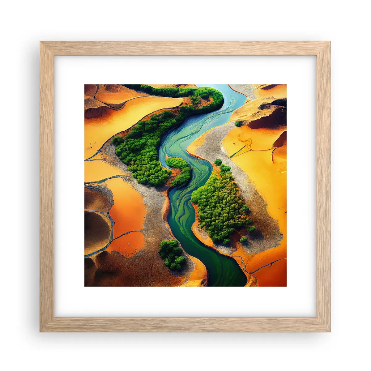 Plakát v rámu světlý dub - Životodárná řeka - 30x30 cm
