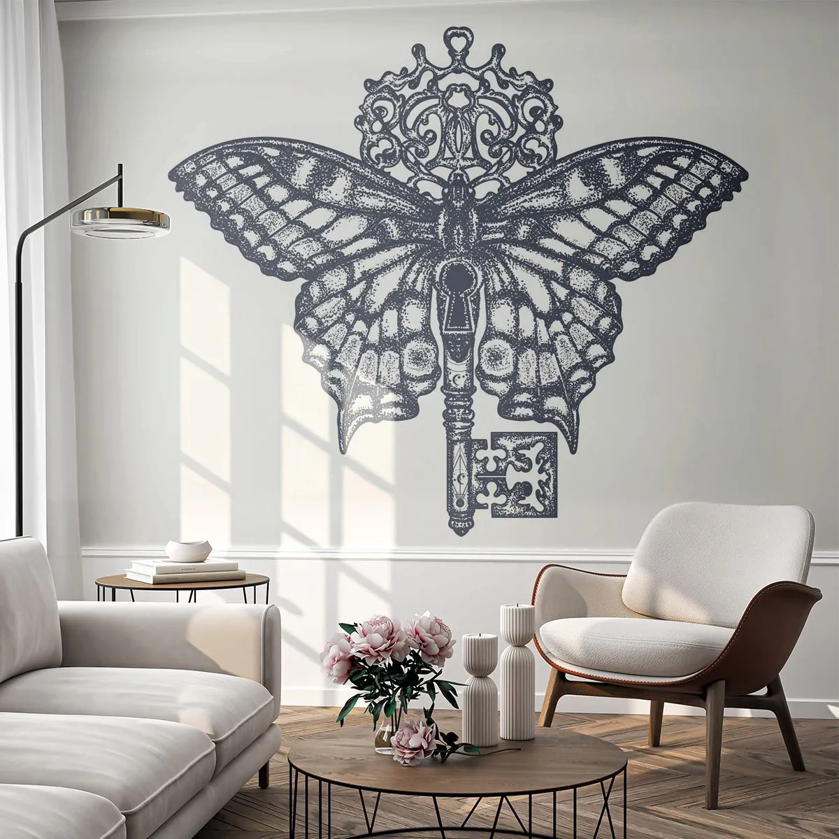 Fototapeta Samolepicí Deluxe Sticker - Všechna tajemství srdce - Abstrakce, Motýl, Klíč - 250x175 cm