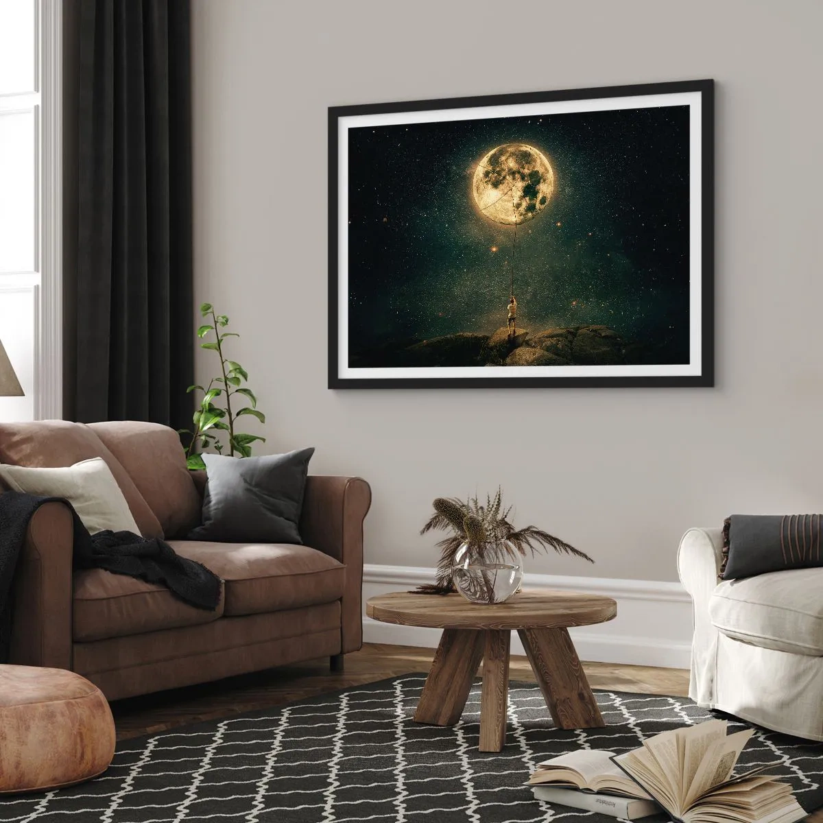 Plakát v černém rámu - Kluk, který ukradl měsíc - 70x50 cm