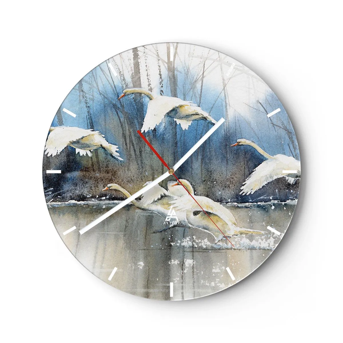 Nástěnné hodiny - Jako v povídce o divokých labutích - 30x30 cm