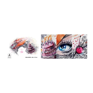 Vzor Fototapety Premium Sand - S ní je každý den svátek - Abstrakce, ženská tvář, Dort - 100x30 cm
