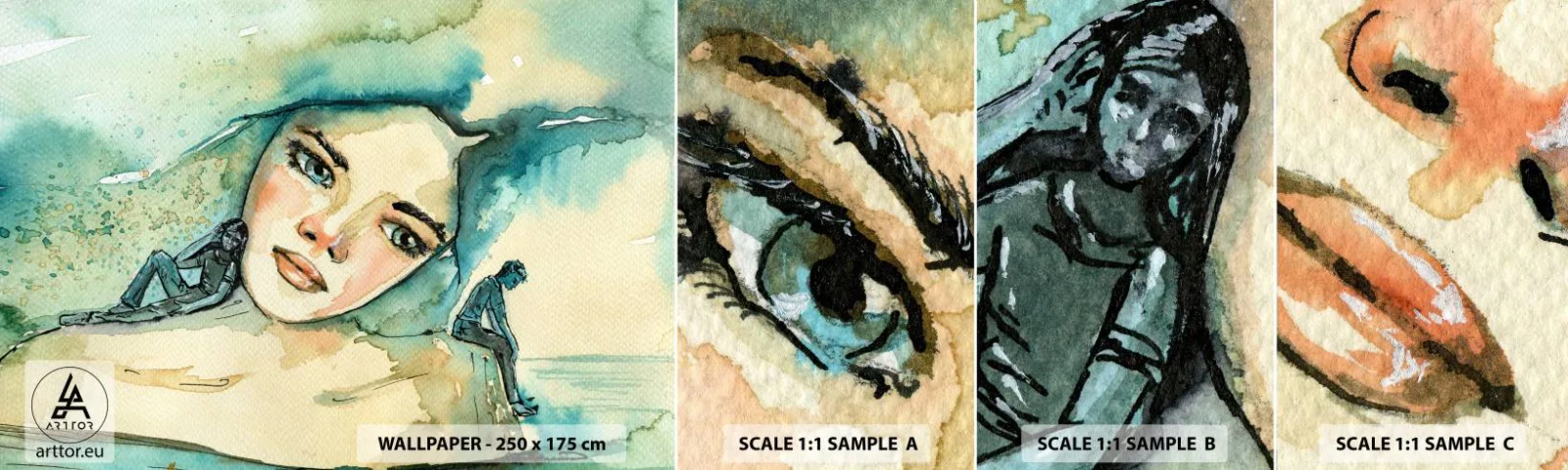 Fototapeta Vzorek Standard Eco - Am I blue? - Abstrakce, ženská tvář, Malování - 100x30 cm