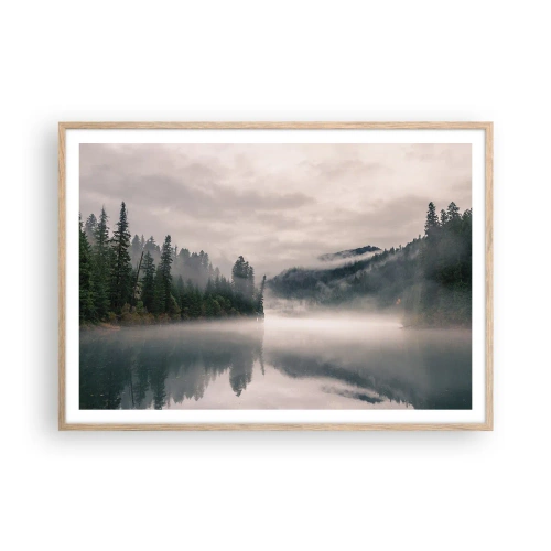 Plakát v rámu světlý dub - V zamyšlení, v mlze - 100x70 cm