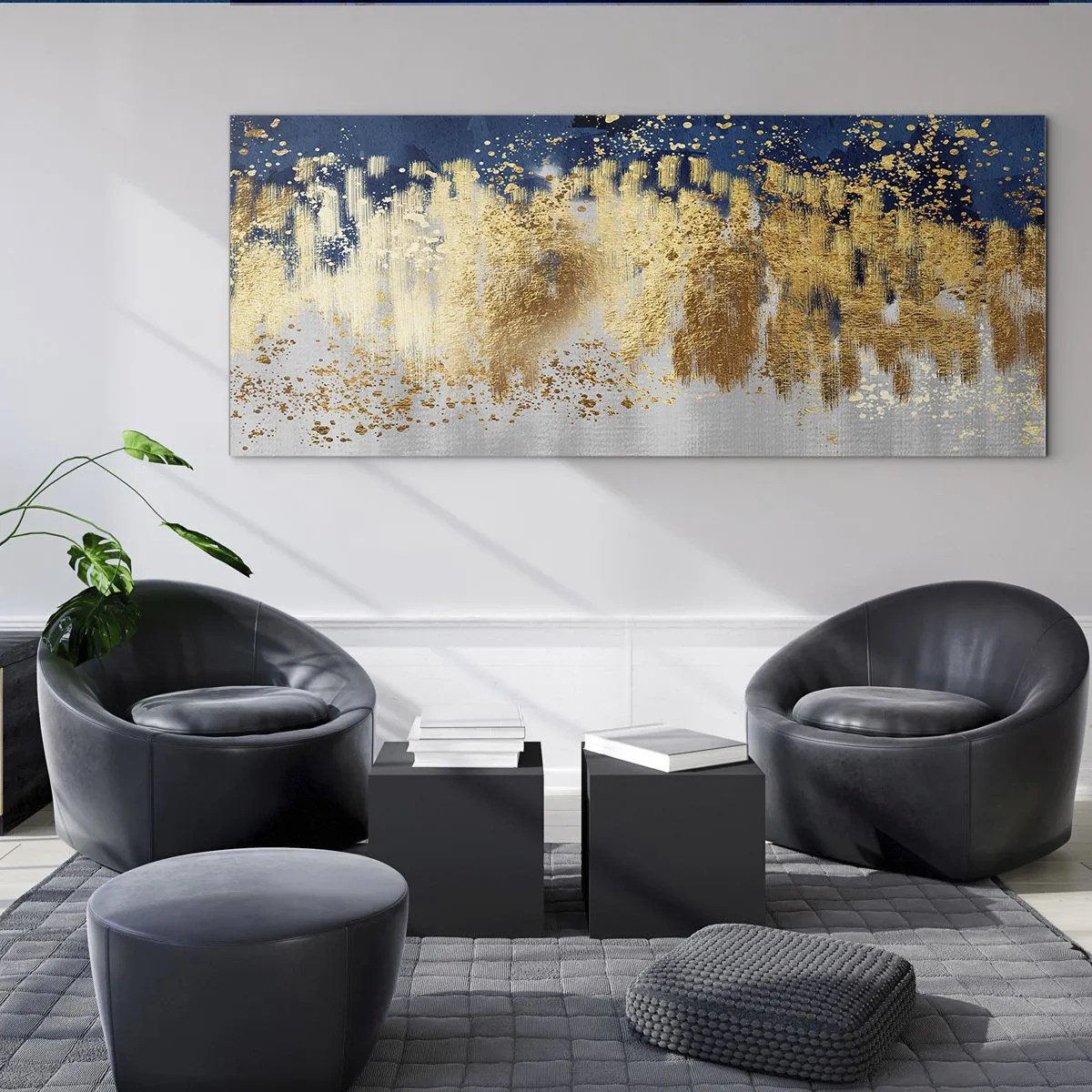 Obraz na skle - Moderní kompozice s jiskrou - 100x40 cm