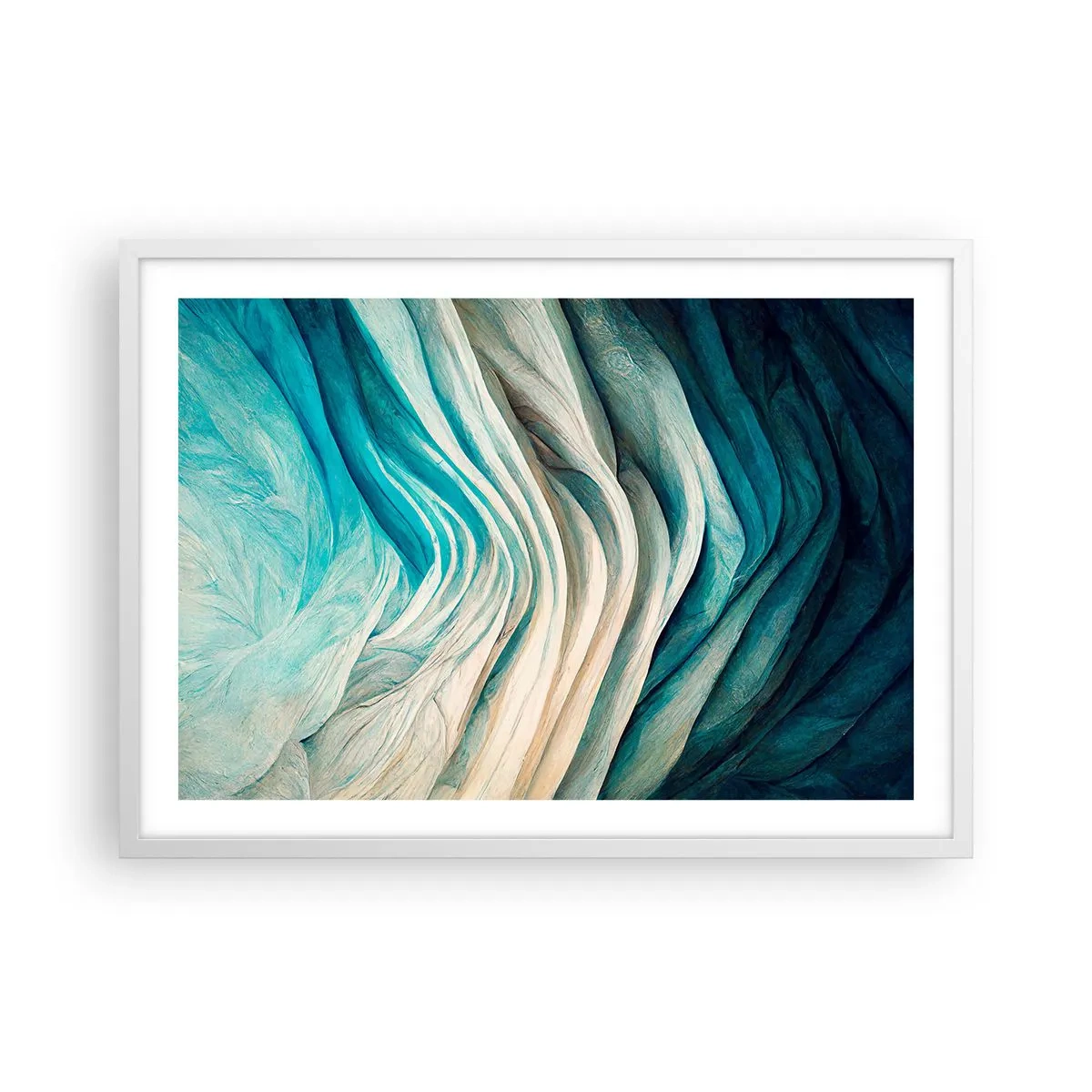 Plakát v bílém rámu - Modrá neukojitelnost - 70x50 cm