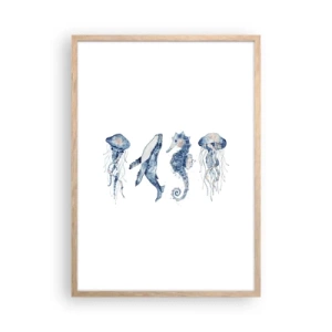 Plakát v rámu světlý dub - Mořská divočina - 50x70 cm