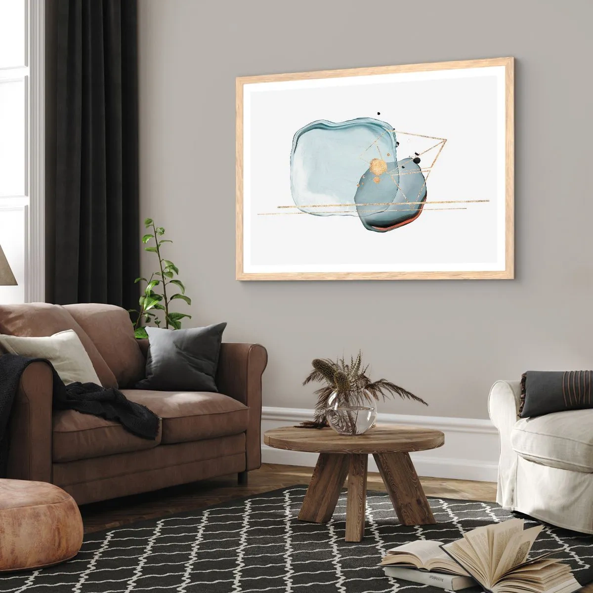 Plakát v rámu světlý dub - Studie kapky - 40x30 cm