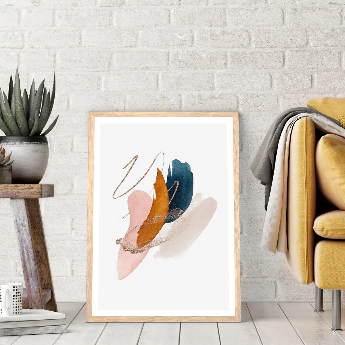 Plakát v rámu světlý dub - Okřídlená kompozice - 70x100 cm