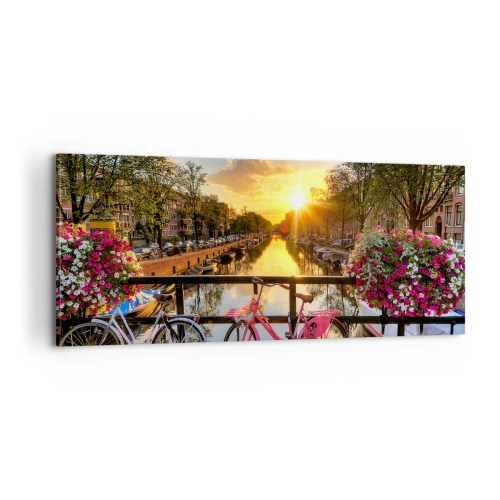 Obraz na plátně - Jarní ráno v Amsterdamu - 100x40 cm