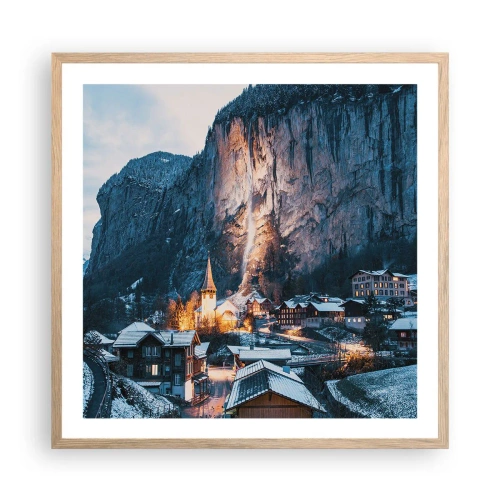 Plakát v rámu světlý dub - Světlý duch zimy - 60x60 cm