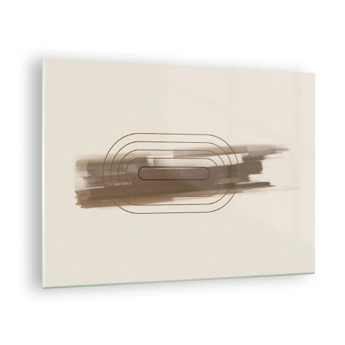 Obraz na skle - Abstrakce v odstínech hnědé s minimalistickým vzorem - 70x50cm - Závan šedi - Moderní nástěnná dekorace do obývacího pokoje a ložnice ARTTOR