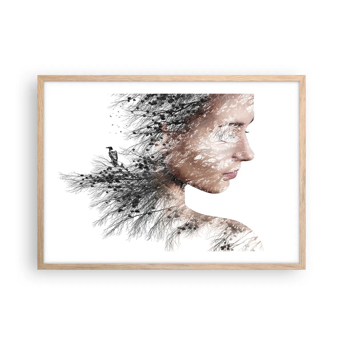 Plakát v rámu světlý dub - Duch lesa - 70x50 cm