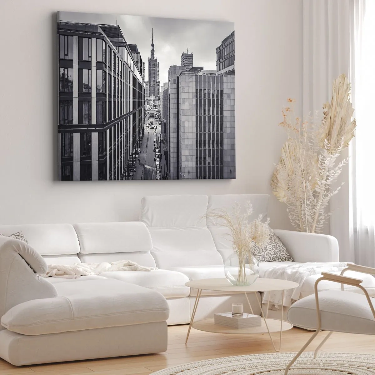 Obraz na plátně - Panorama Varšavy s výhledem na Palác kultury a okolní budovy - 70x50cm - Varšavské údolí - Moderní nástěnná dekorace do obývacího pokoje a ložnice ARTTOR