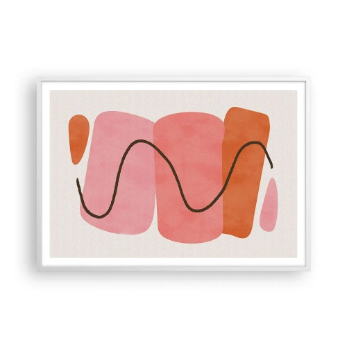 Plakát v bílém rámu - Jemný pohyb forem - 100x70 cm