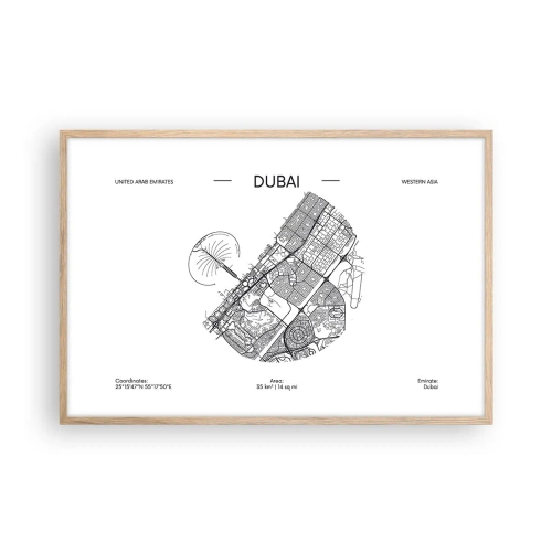 Plakát v rámu světlý dub - Anatomie Dubaje - 91x61 cm