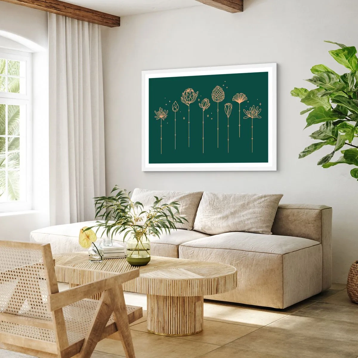 Plakát v bílém rámu - Bylinky - 91x61 cm