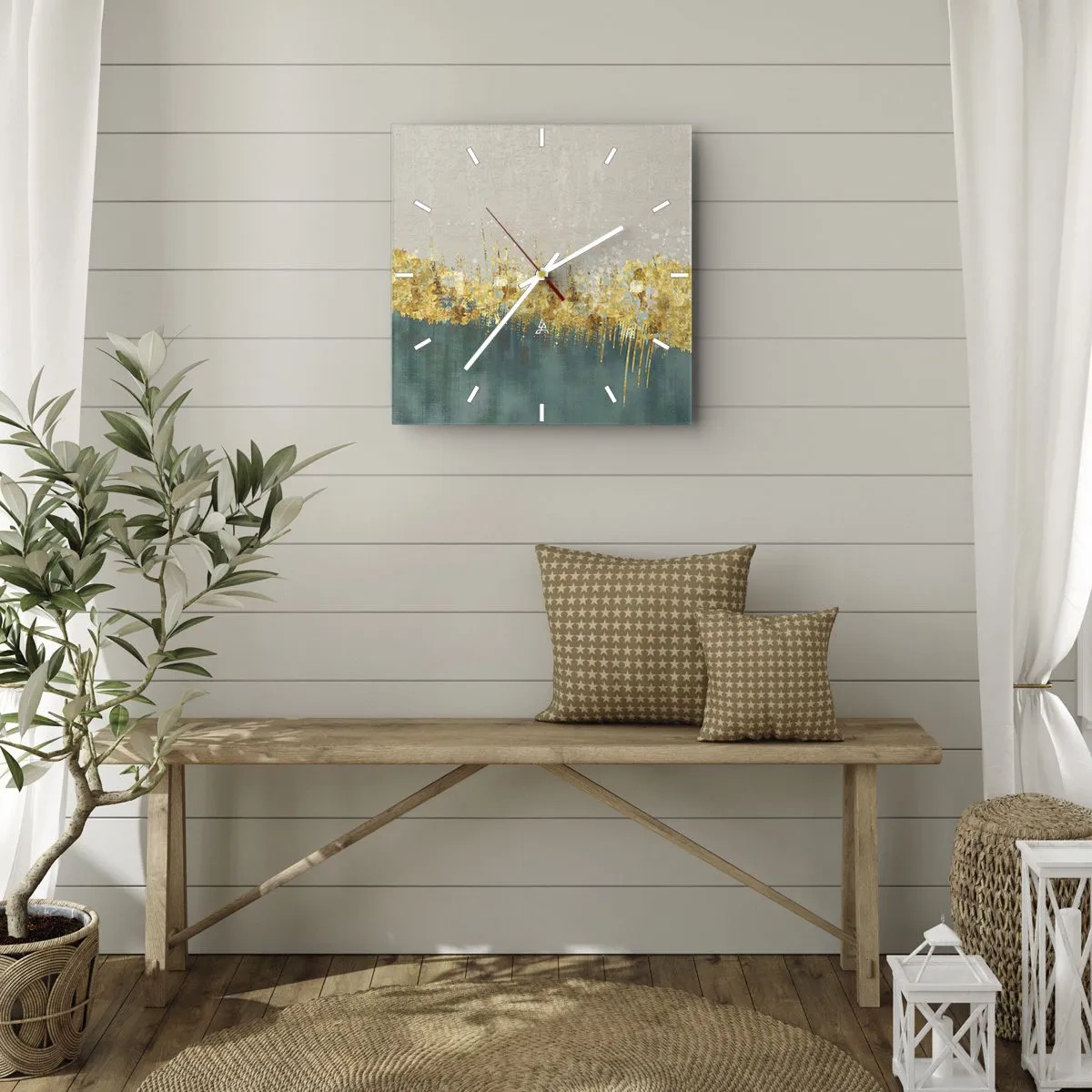 Nástěnné hodiny - Zlatá hranice - 30x30 cm