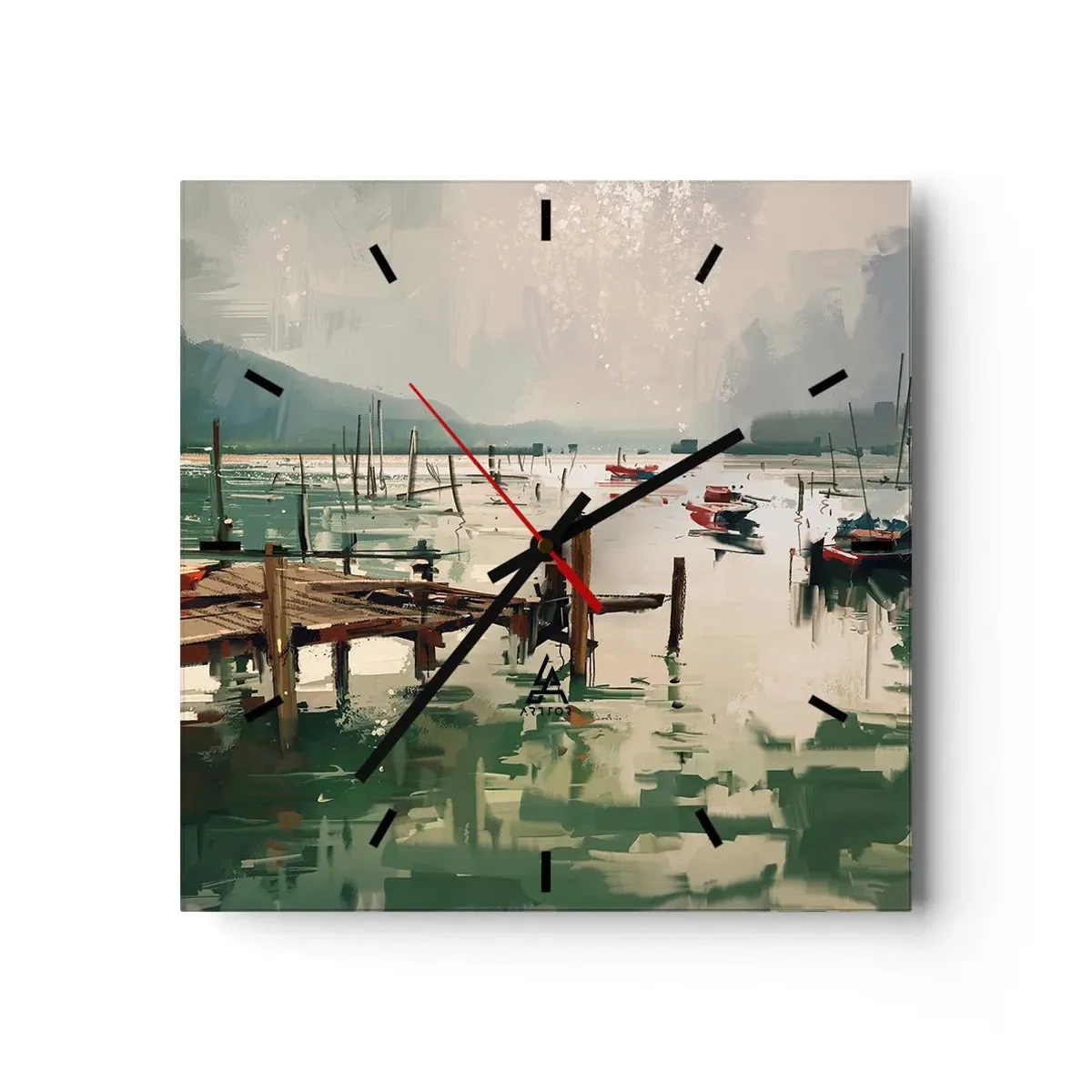 Nástěnné hodiny - Zalité roztaveným měsícem - 30x30 cm