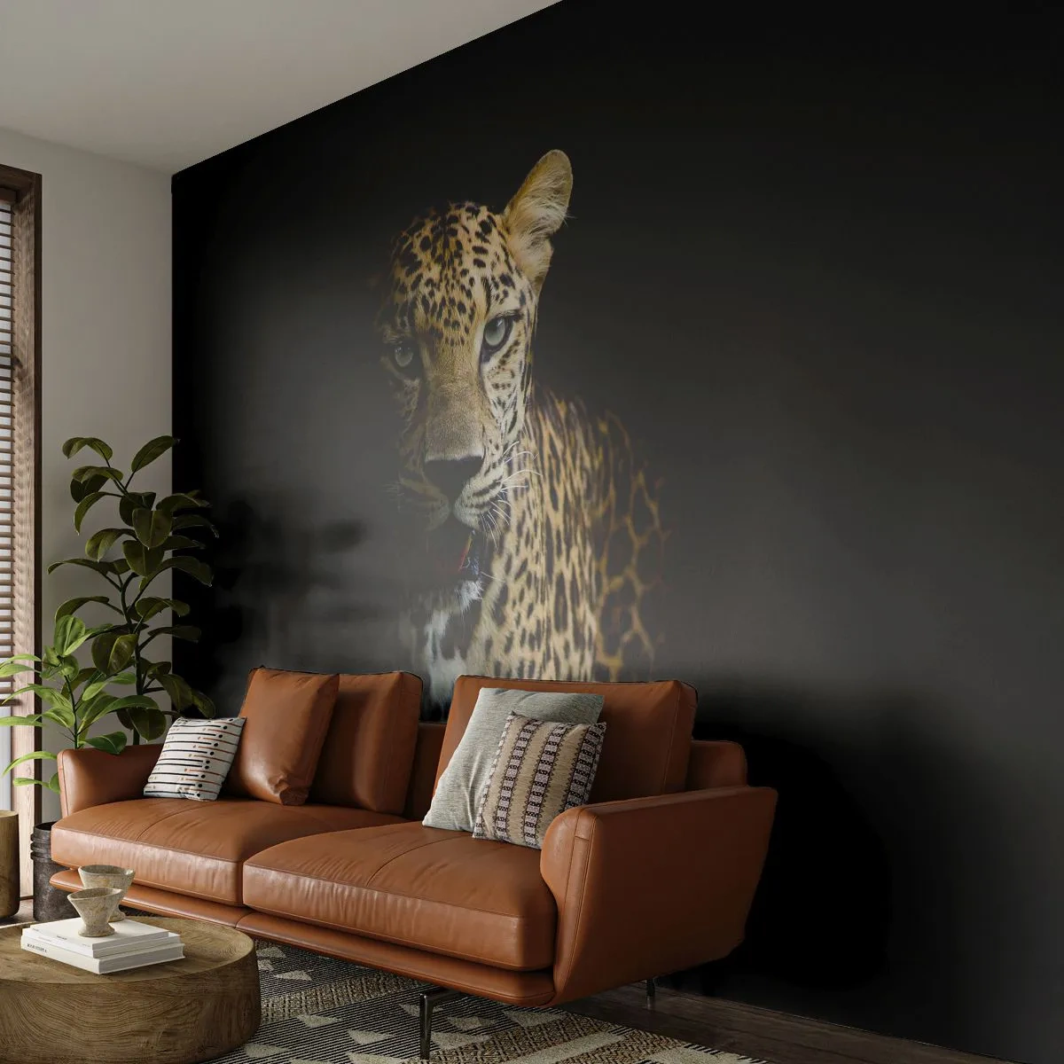 Fototapeta Premium Canvas - Temná krása - Zvířata, leopard, Divoká kočka - 250x175 cm