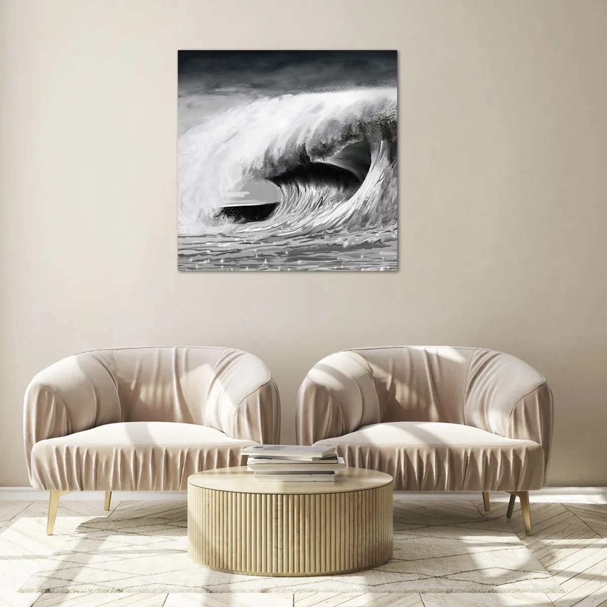 Obraz na skle - Hněv oceánu - 70x70 cm
