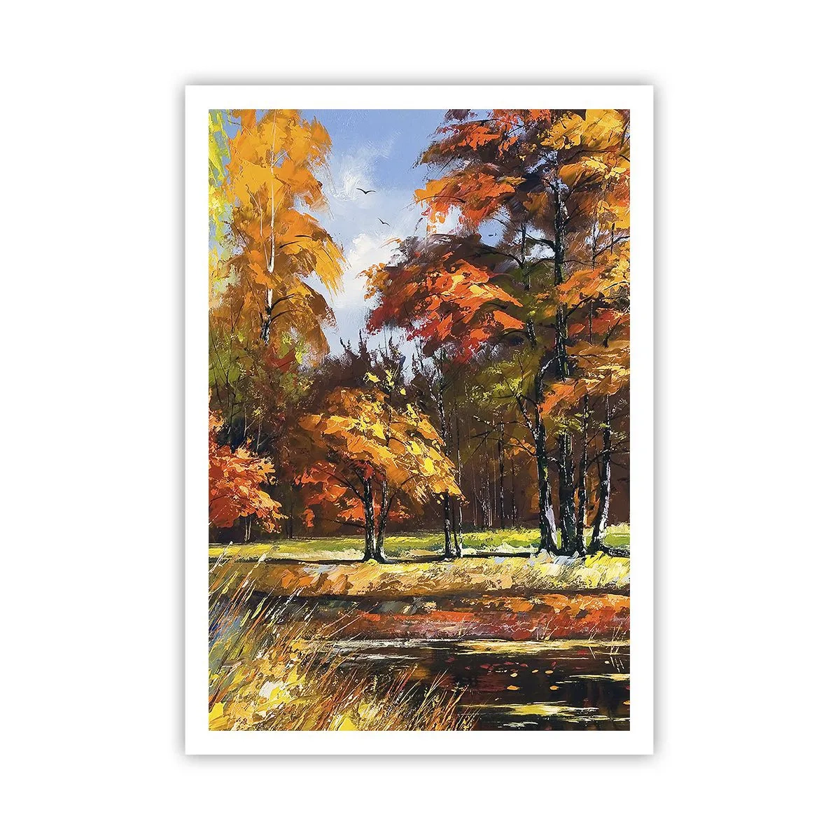 Plakát - Krajinka ve zlaté a hnědé - 70x100 cm