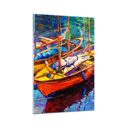 Obraz na skle - Na vodě husté od barev - 70x100 cm